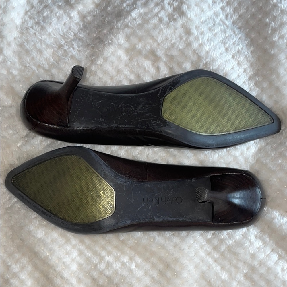 Calvin Klein Brown Leather Heels Timeless Design - Picture 4 of 6